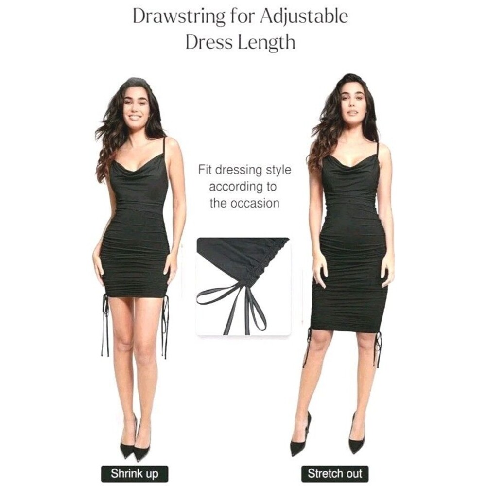 Popilush Shapewear Dress Dress Day To Night Ruched Large Black Sexy Adjustable